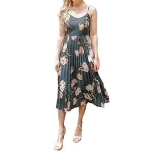 Floral Pleated Midi Dress
